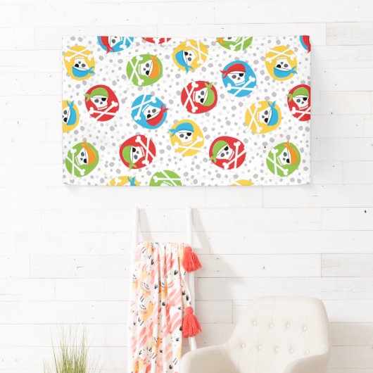 Bannière de la Fille Skulls Party Pirate (En situation)