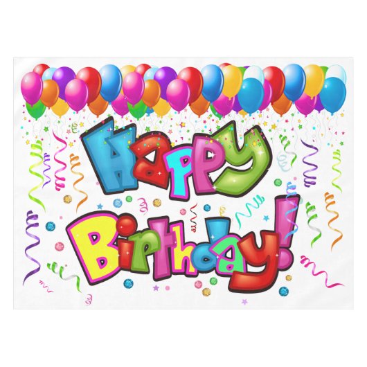 Bannière de la nappe d'anniversaire joyeuse (Devant (Horizontal))