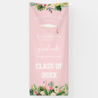 Bannière de la porte de graduation Flamant rose et
