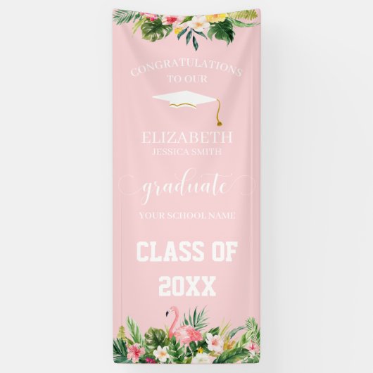 Bannière de la porte de graduation Flamant rose et (Vertical)