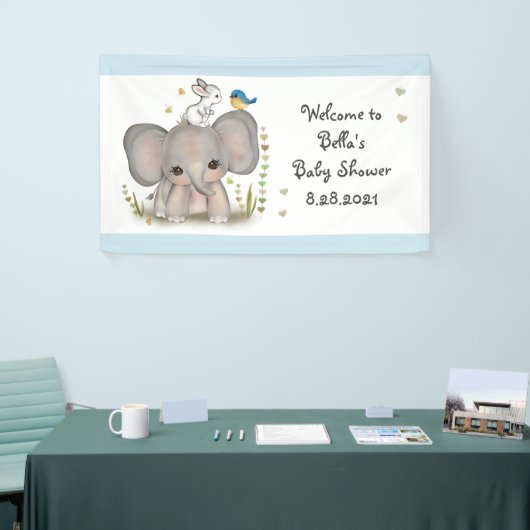 Bannière de la soirée Baby shower Eléphant (Salon professionnel)