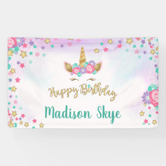 Bannière de l'anniversaire de l'Unicorn Magic Girl