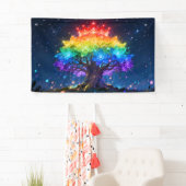 Bannière de l'Arbre de Lumière Arc-en-Ciel (En situation)