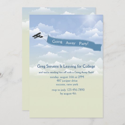 Bannière de l'avion sur invitation (Devant / Derrière)