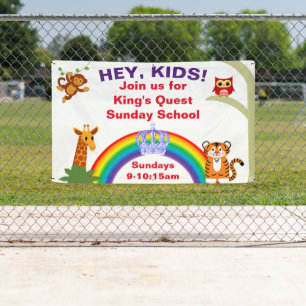 Bannière de l'école de dimanche animal amusant