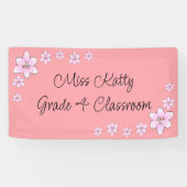 Bannière de l'enseignant de fleurs roses (Horizontal)