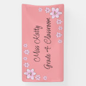Bannière de l'enseignant de fleurs roses (Verticale)