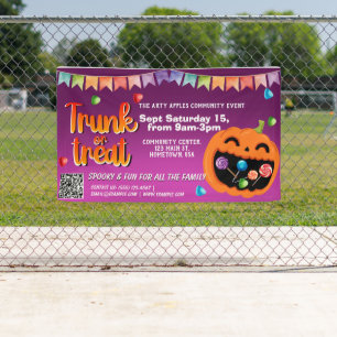 Bannière de l'événement Trunk or Treat avec un pan