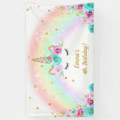 Bannière de licorne avec des fleurs et un (Vertical)