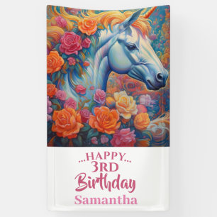 Bannière de licorne magique florale