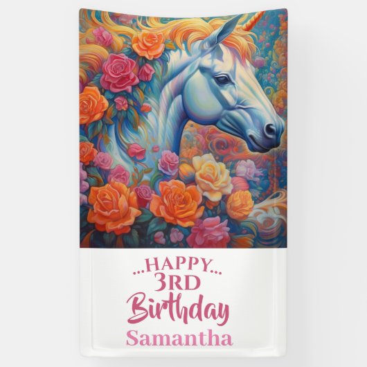 Bannière de licorne magique florale (Vertical)