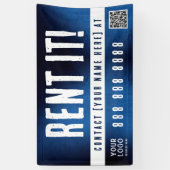 Bannière de location avec code QR dégradé de bleu  (Vertical)