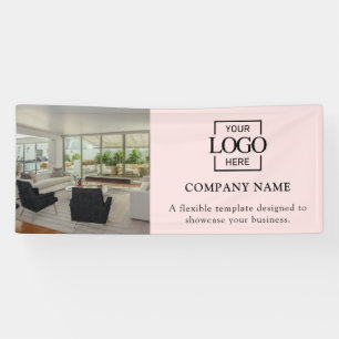 Bannière de logo d'entreprise rose minimaliste pro