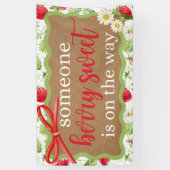 Bannière de look peint Baby shower fille fraise (Vertical)