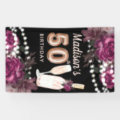Bannière de luxe 50e anniversaire du vin Rose (Horizontal)