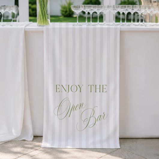 Bannière de mariage avec bar ouvert à rayures vert