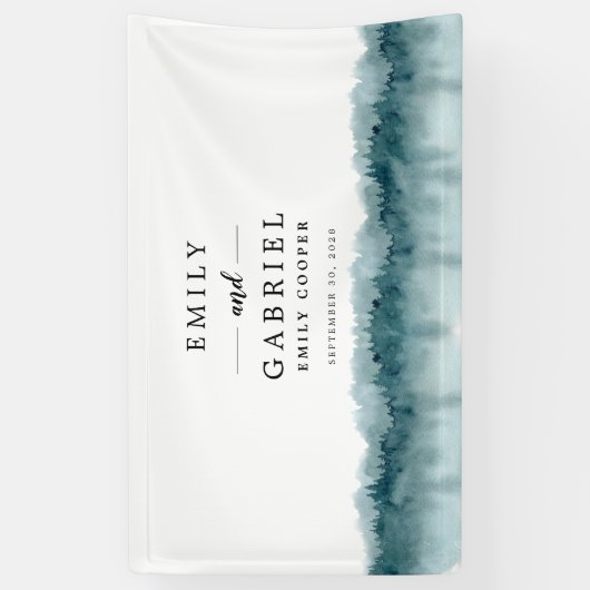 Bannière de Mariage d'aquarelle de la forêt de Rus (Vertical)