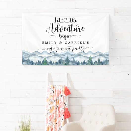 Bannière de Mariage d'aquarelle de la forêt de Rus (En situation)