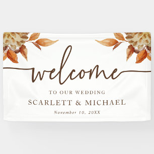 Bannière de mariage de bienvenue d'automne