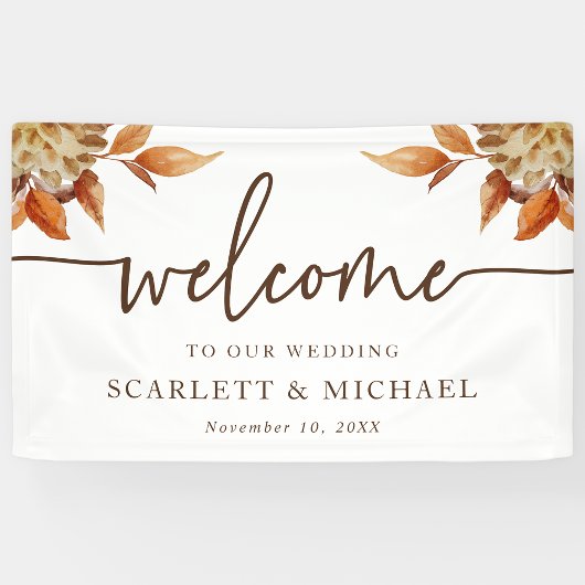 Bannière de mariage de bienvenue d'automne