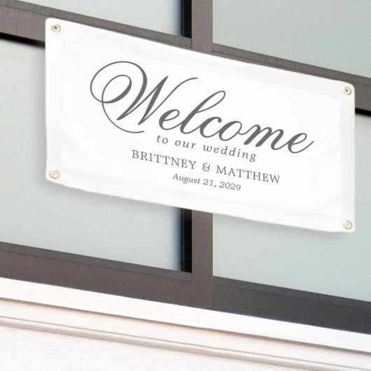 Bannière de Mariage de bienvenue de script formel (Bâtiment extérieur)