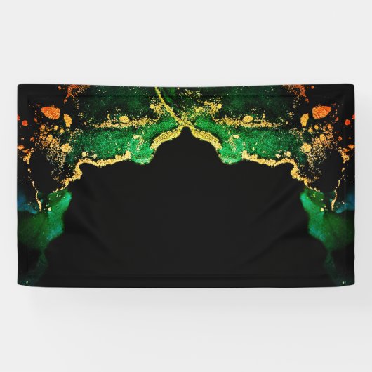 Bannière de Mariage de fond en or noir vert (Horizontal)