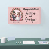 Bannière de mariage de mariés hérissons mignons (Salon professionnel)