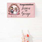 Bannière de mariage de mariés hérissons mignons (Insitu)