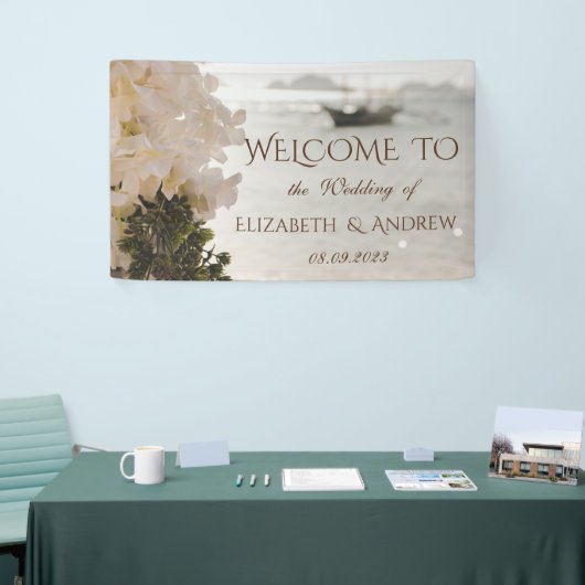 Bannière de mariage de plage de fleurs de bateau à (Salon professionnel)