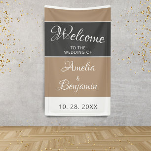 Bannière de mariage élégante simple grise beige