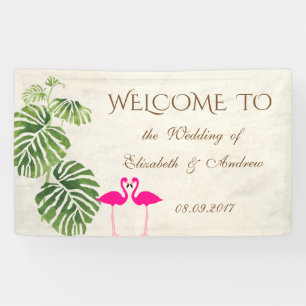 Bannière de mariage Flamants Tropicaux