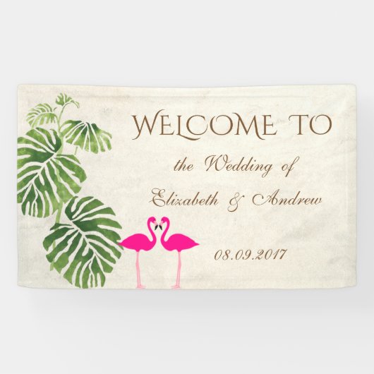 Bannière de mariage Flamants Tropicaux (Horizontal)