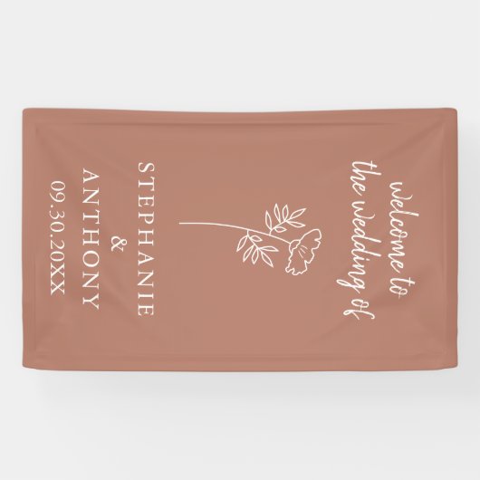 Bannière de Mariage Fleur sauvage en terre cuite (Horizontal)