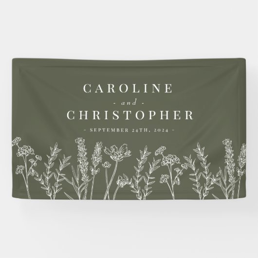 Bannière de Mariage Fleur sauvage orange brûlé (Horizontal)