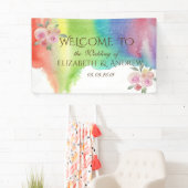 Bannière de mariage Fleurs d'éclaboussure d'aquare (En situation)