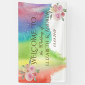 Bannière de mariage Fleurs d'éclaboussure d'aquare (Vertical)