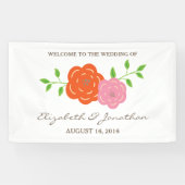 Bannière de Mariage Floral rose Orange (Horizontal)