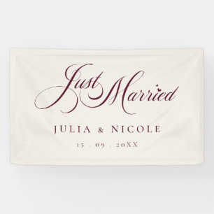 Bannière de mariage Ivory Burgundy Just Married