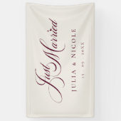 Bannière de mariage Ivory Burgundy Just Married (Vertical)