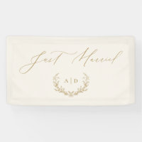 Bannière de mariage "Just Married" avec monogramme