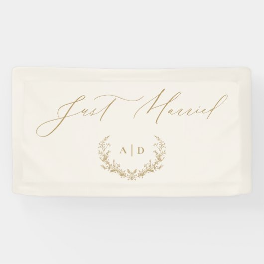 Bannière de mariage "Just Married" avec monogramme (Horizontal)