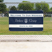 Bannière de mariage nautique 90 cm x 150 cm (En situation)