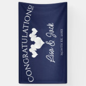 Bannière de mariage Navy avec cœurs blancs élégant (Vertical)