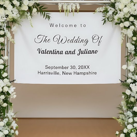 Bannière de mariage noir et blanc