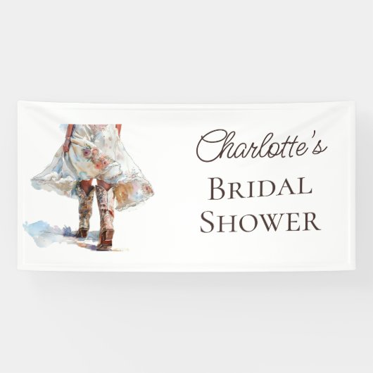 Bannière de Mariage Occidental Rustique Bottes pou (Horizontal)