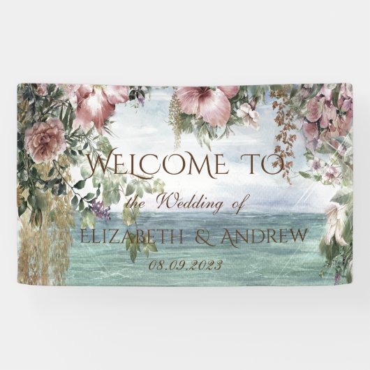 Bannière de mariage Océan Fleurs Chic (Horizontal)