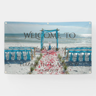 Bannière de mariage Palmier de Plage Tropicale