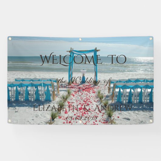 Bannière de mariage Palmier de Plage Tropicale (Horizontal)