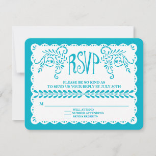Bannière de mariage Papel Picado RSVP Bleu Aqua Fi