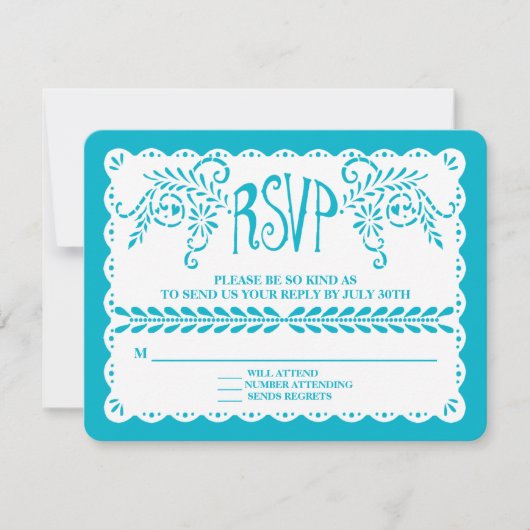 Bannière de mariage Papel Picado RSVP Blue Pool Fi (Devant)